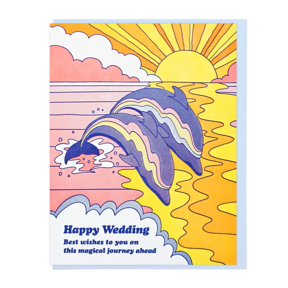 Lucky Horse Press Greeting Card - Happy Wedding Dolphins