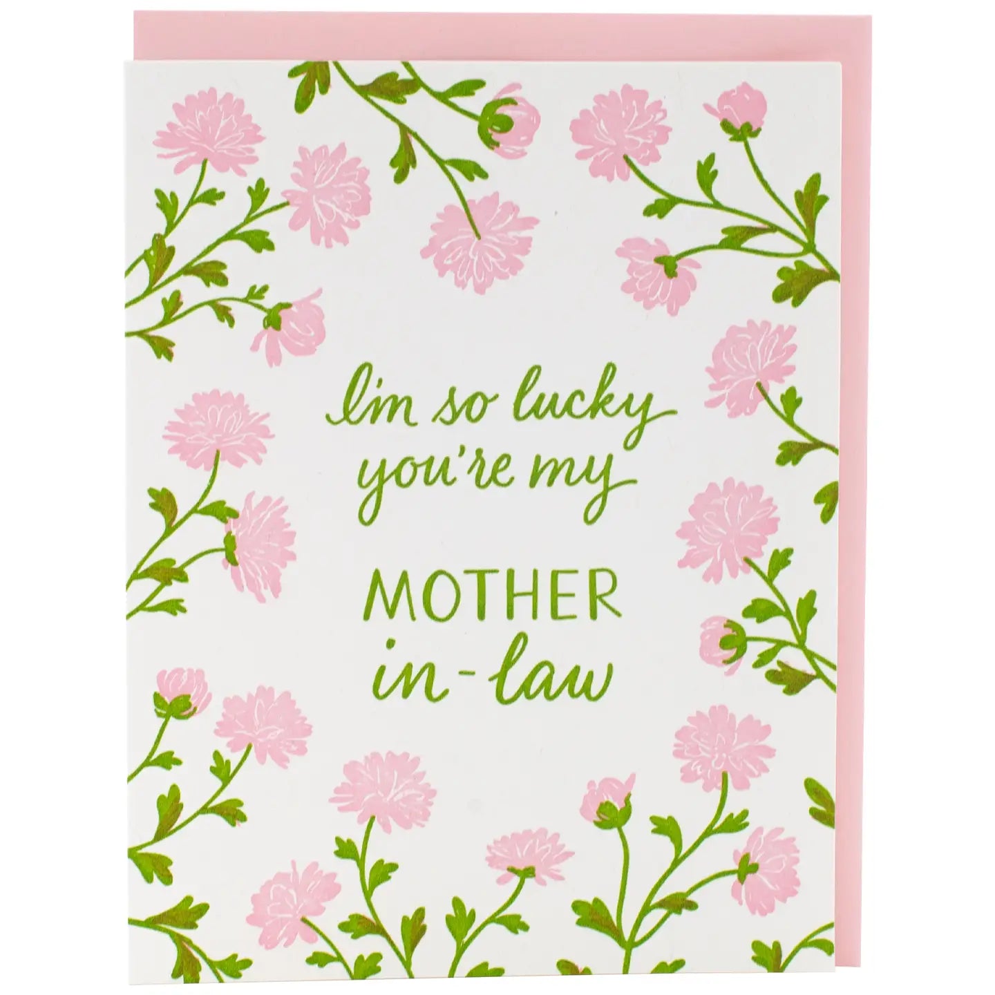 Smudge Ink Greeting Card - Pink Mums Mother In Law