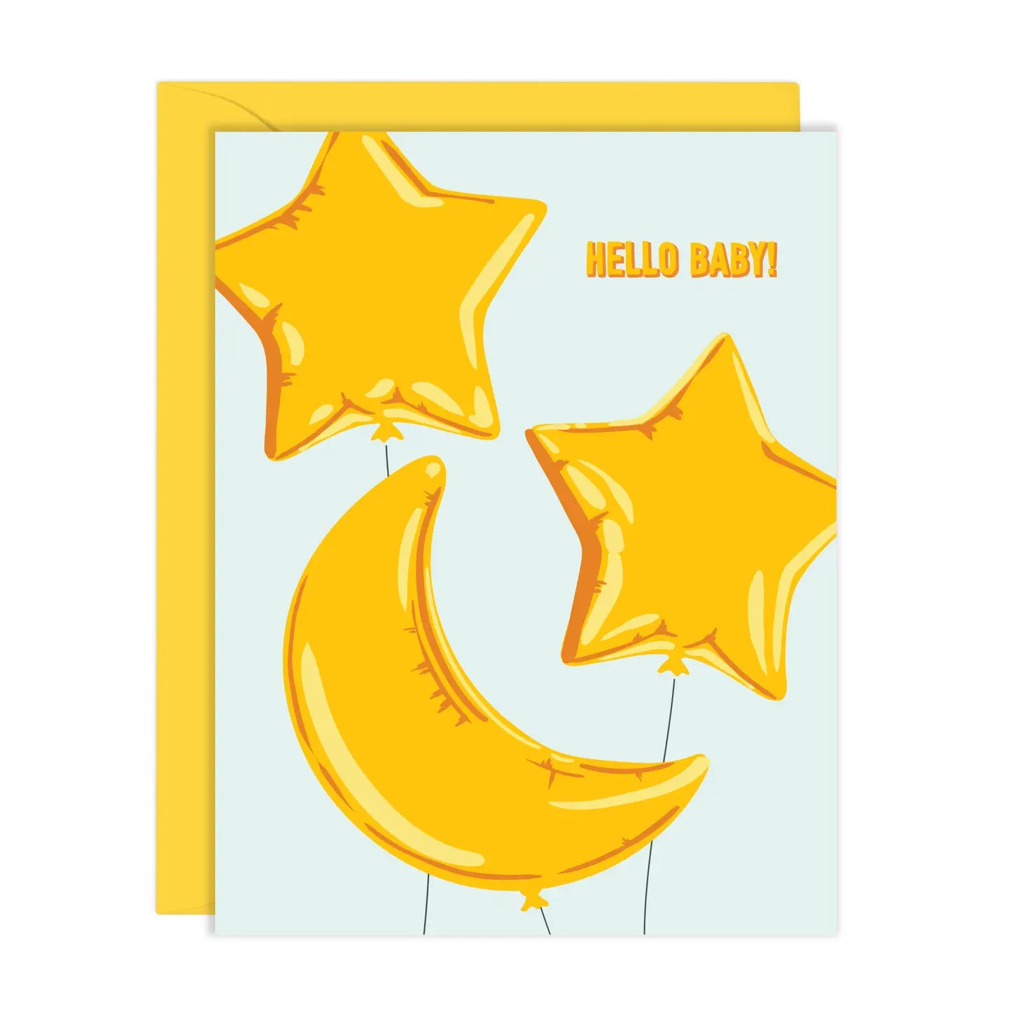Lucy Loves Paper Greeting Card - Moon Stars Hello Baby