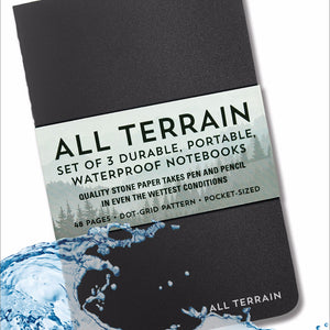 Peter Pauper Notebook 3 Pack - All Terrain Waterproof - Black