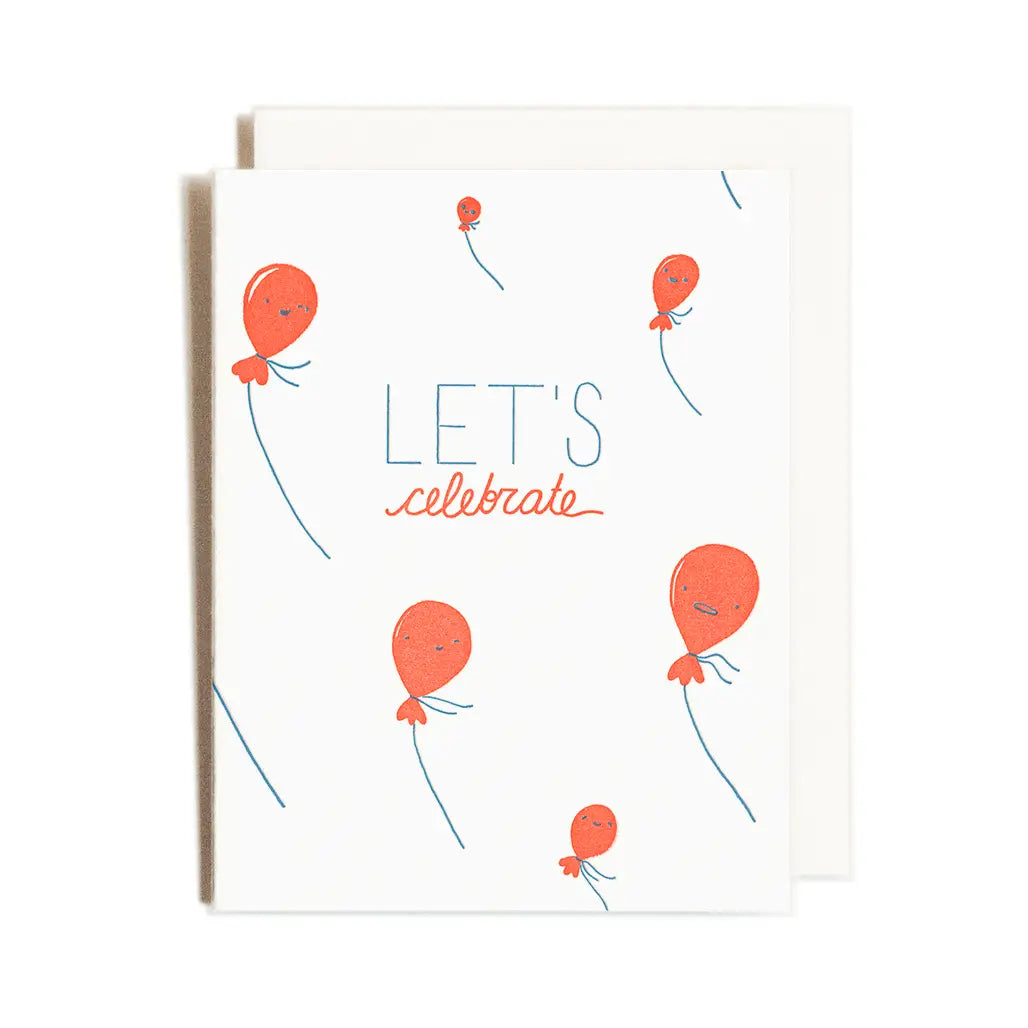 Homework Letterpress Studio Greeting Card - Let's Celebrate Balloons