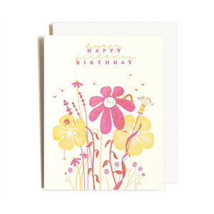 Homework Letterpress Studio Greeting Card - Flower Bunch Birthday