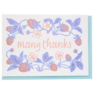 Smudge Ink Greeting Card - Strawberry Many Thanks
