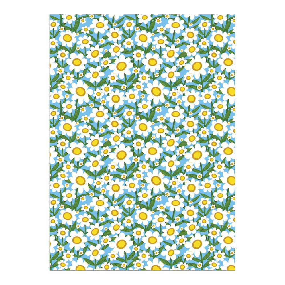 Red Cap Cards Wrapping Sheet - Seventies Daisies
