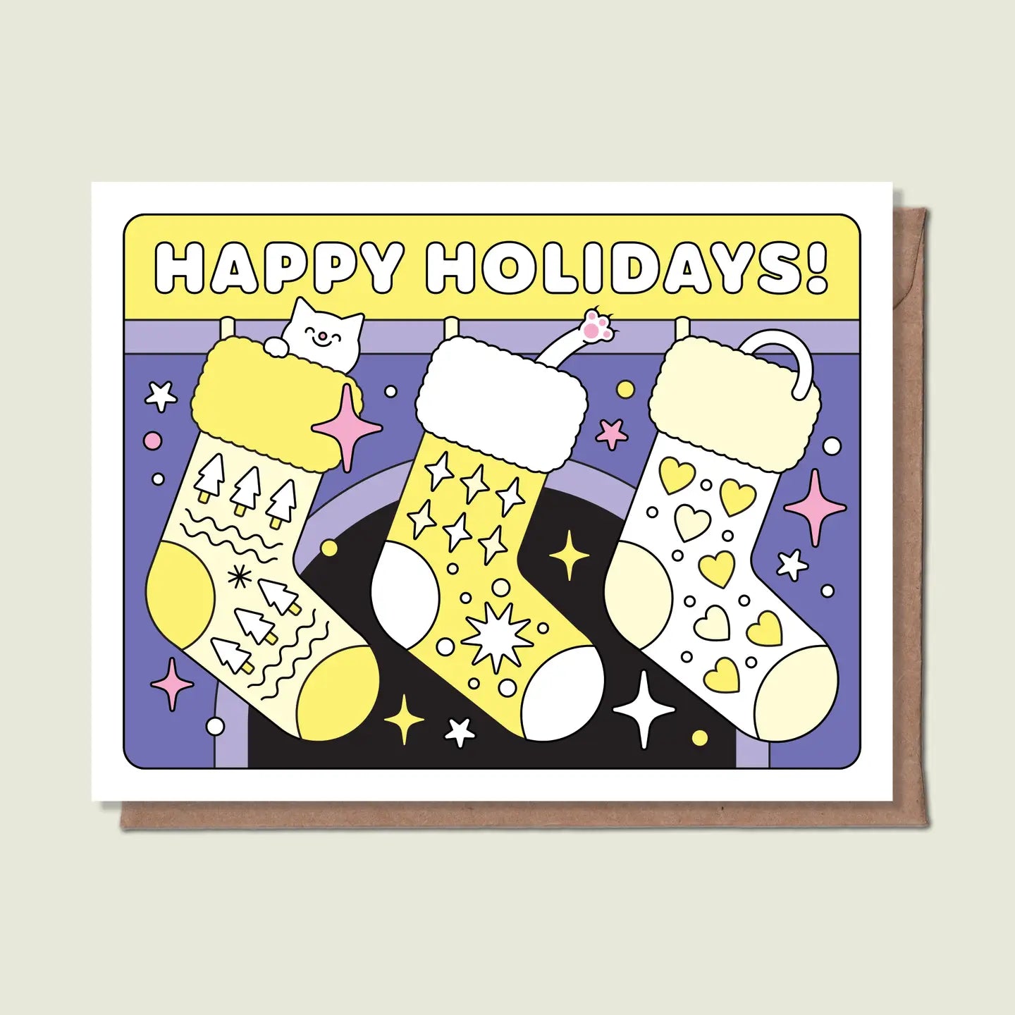 Épée Lapin Studio Greeting Card - Happy Holidays Stocking