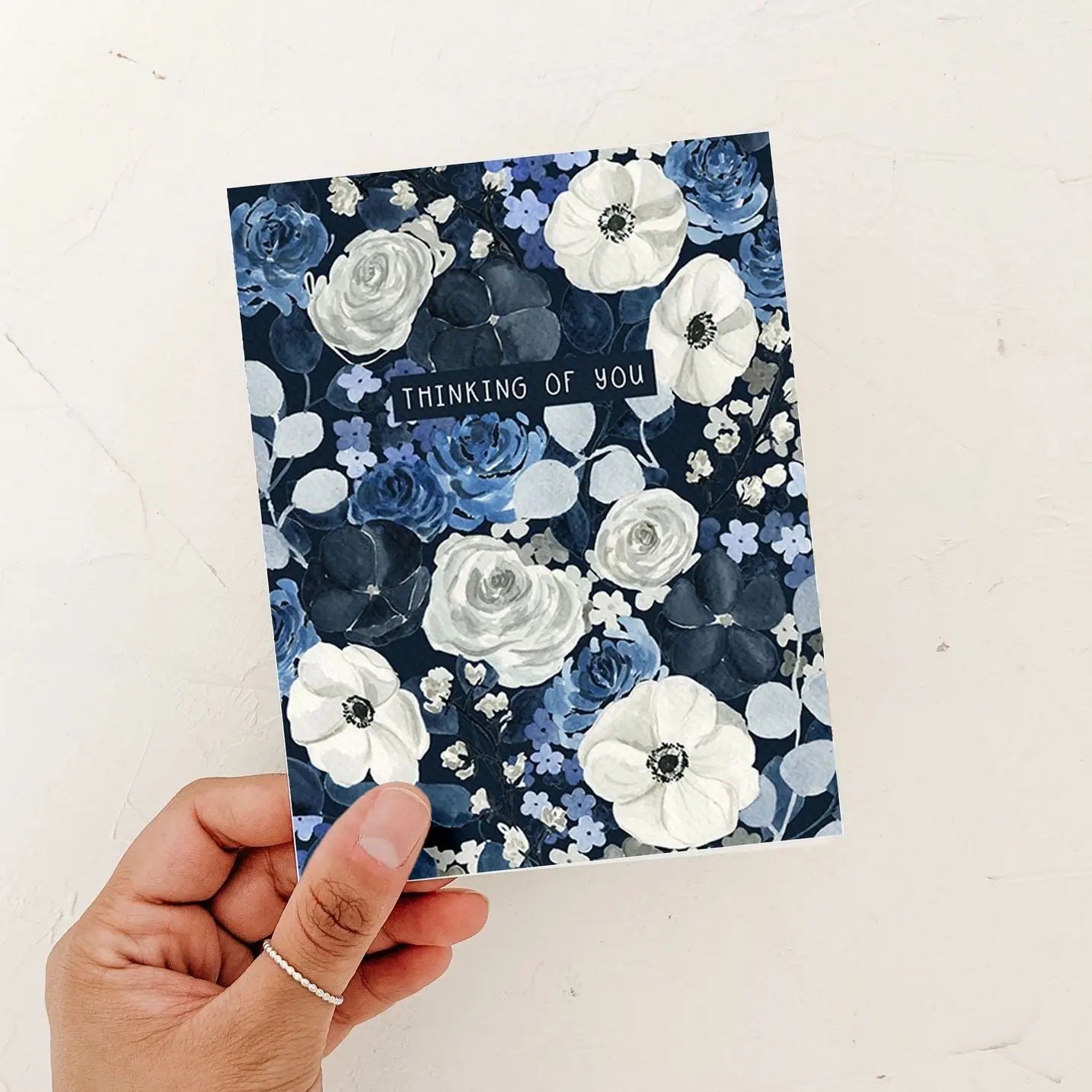 Greeting Card - Thinking Of You Navy Floral
