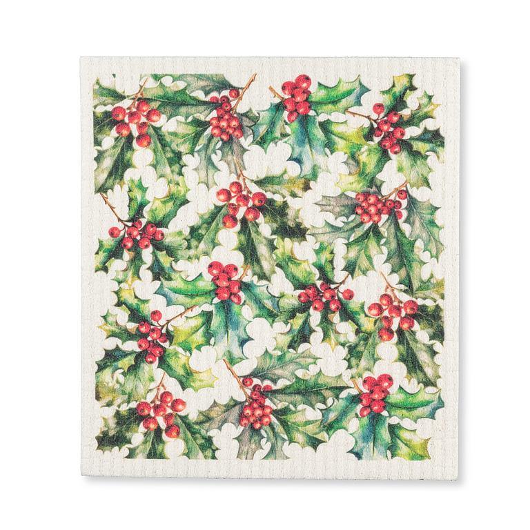 Swedish Sponge Dishcloth - Holly and Berries