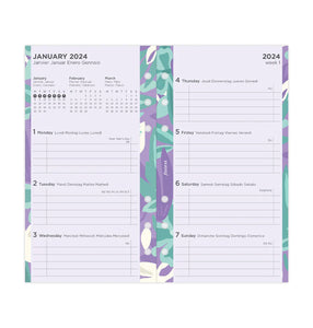 Filofax Refill - 2024 Personal Dated Week On Two Pages - Floral