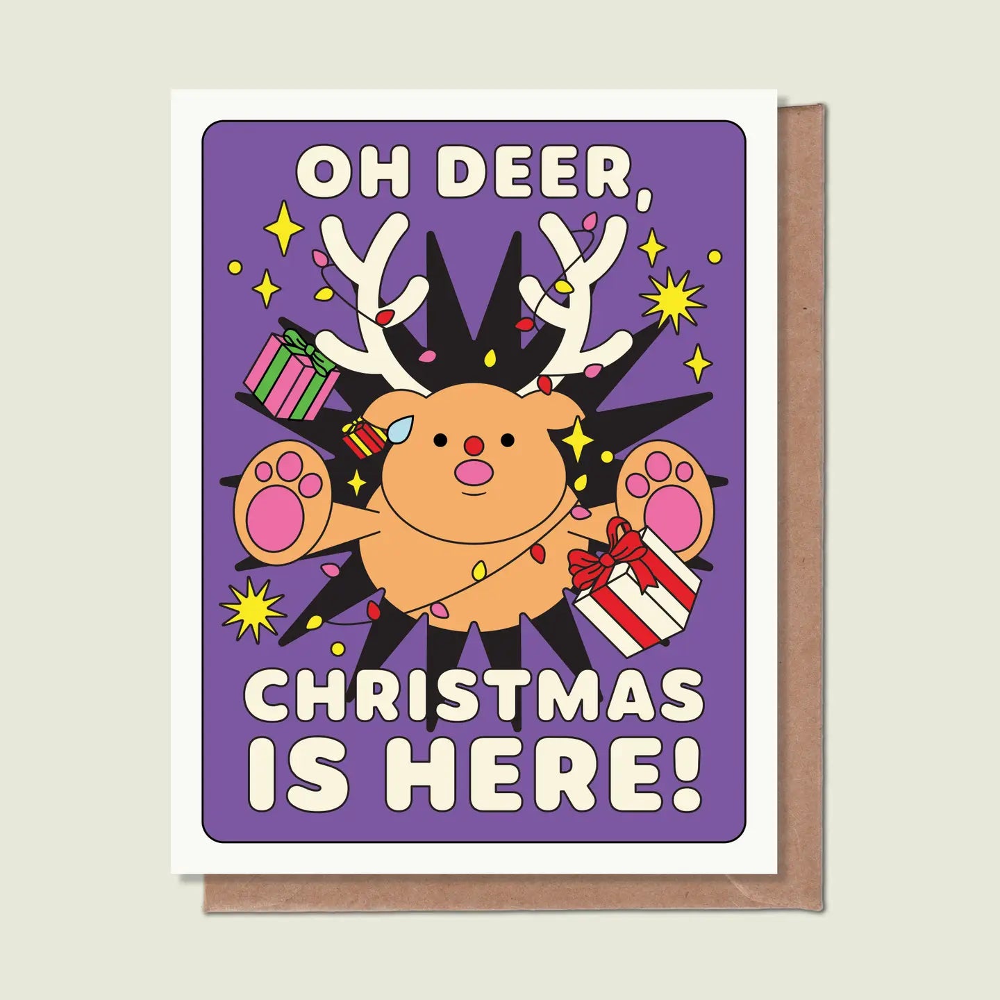 Épée Lapin Studio Greeting Card - Oh Deer Christmas Is Here