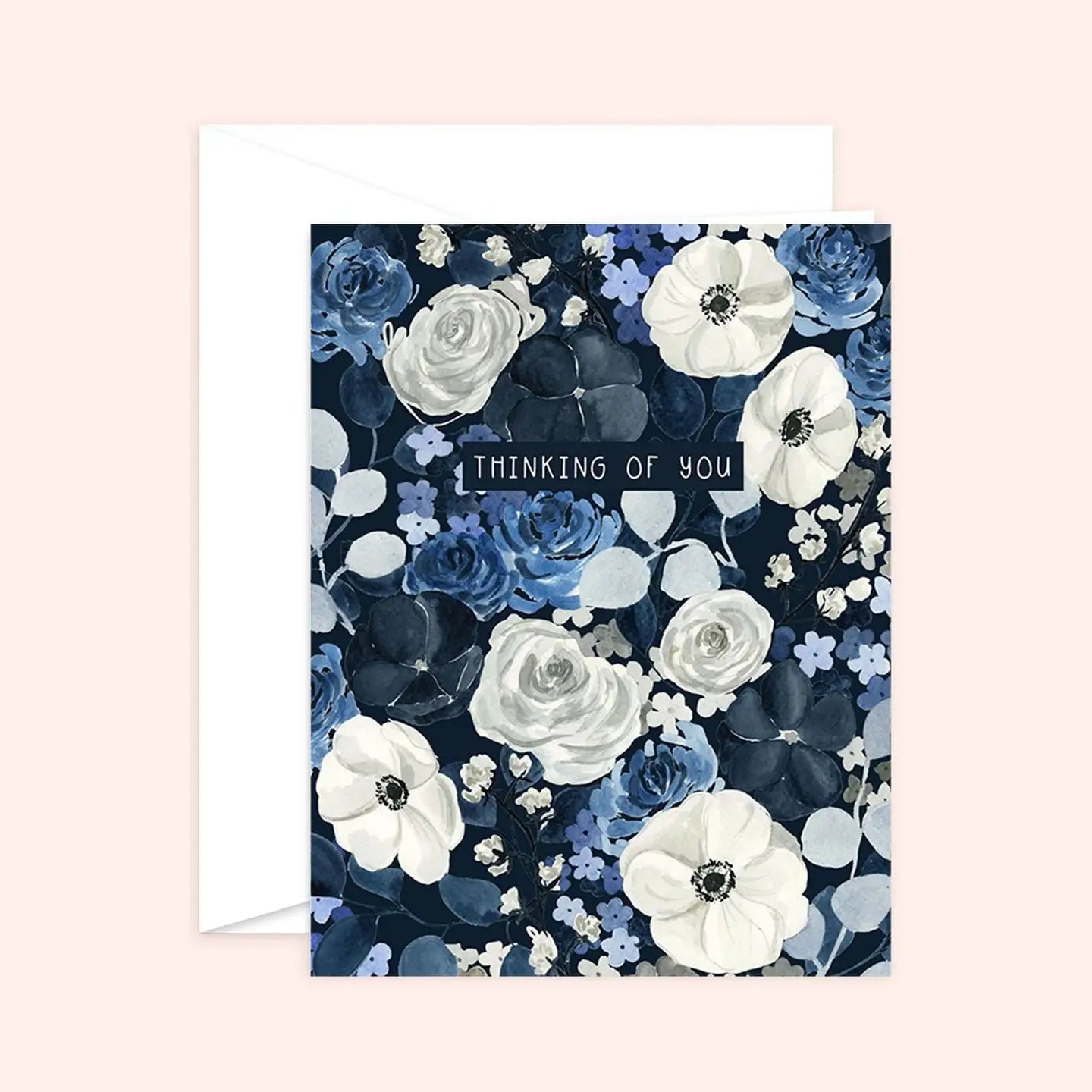 Greeting Card - Thinking Of You Navy Floral