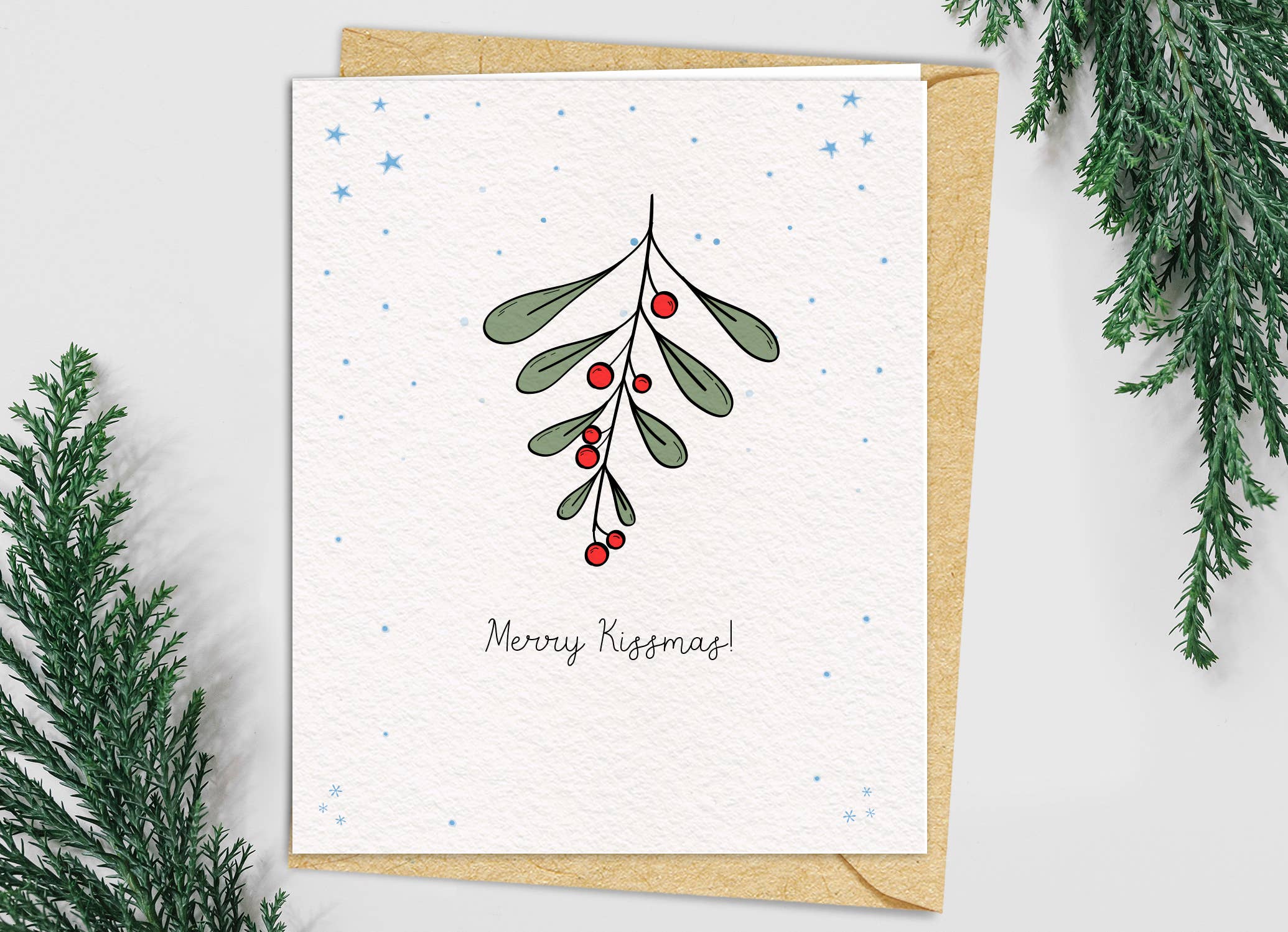 Greeting Card - Merry Kissmas Mistletoe