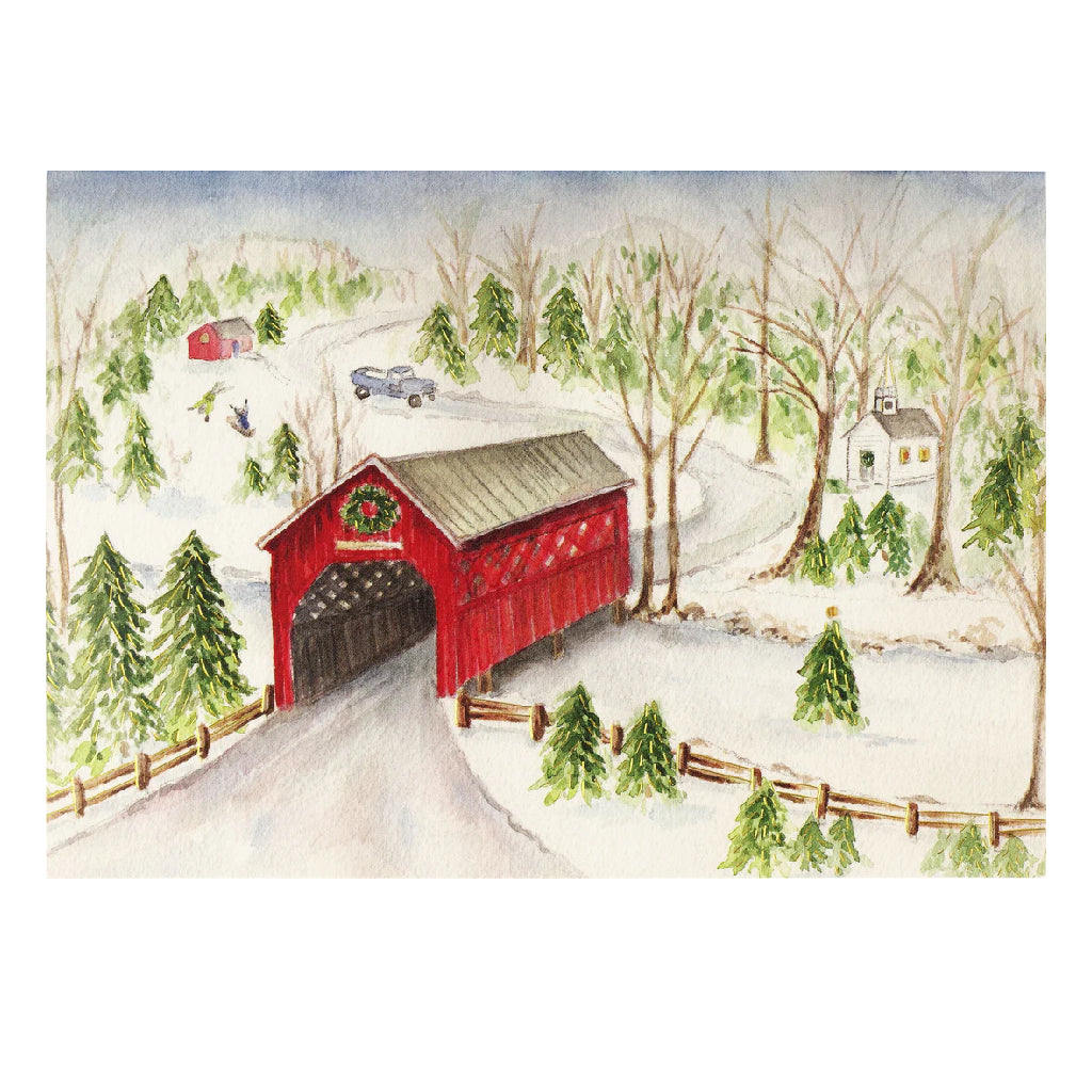 Peter Pauper Press Covered Bridge Deluxe Boxed Holiday Cards