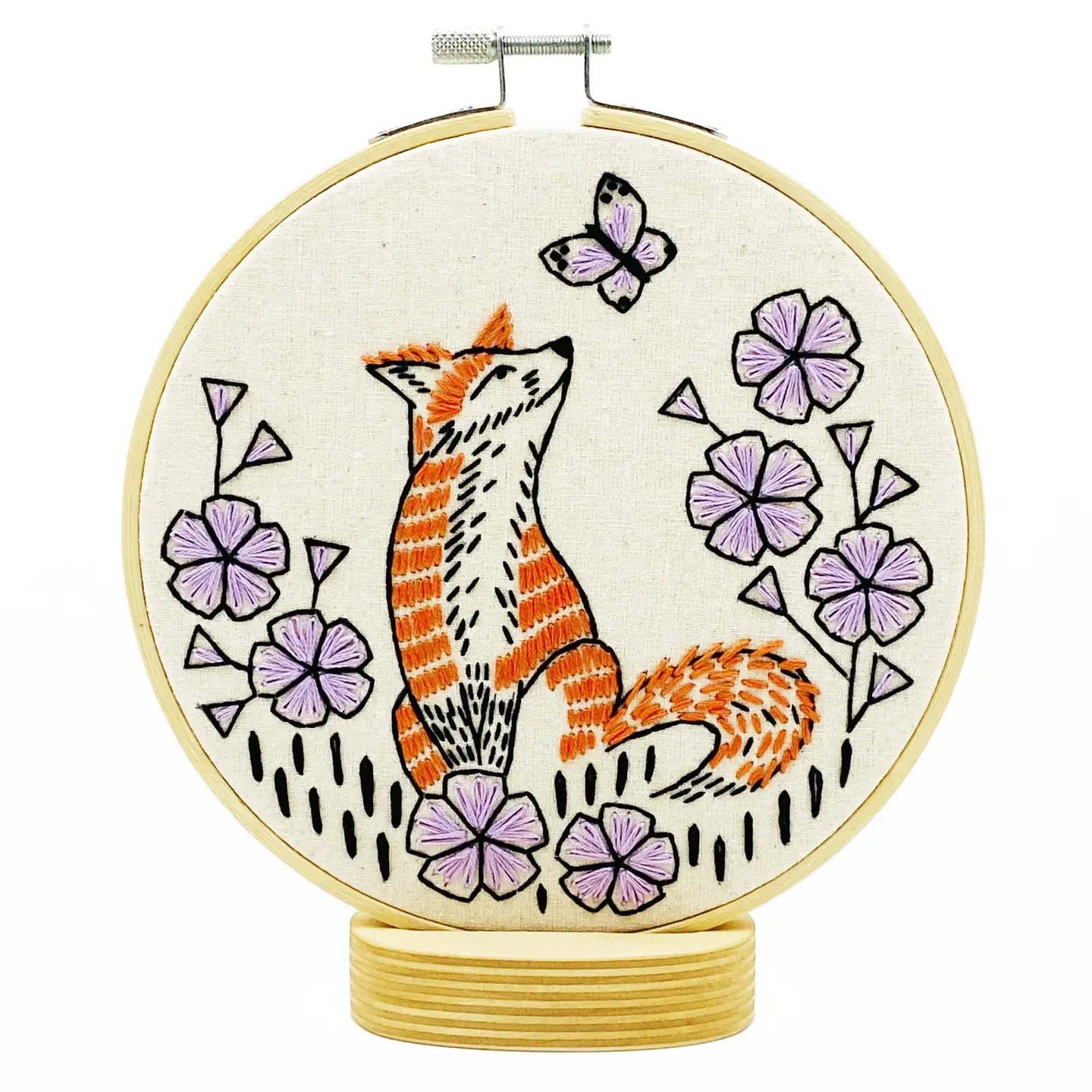 Hook, Line & Tinker Embroidery Kit - Fox In Phlox