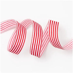 Wired Ribbon - 1 1/2" Red Stripe