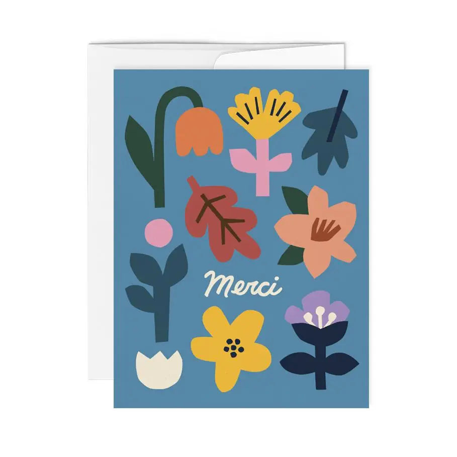 Paperole Greeting Card - Merci Blue
