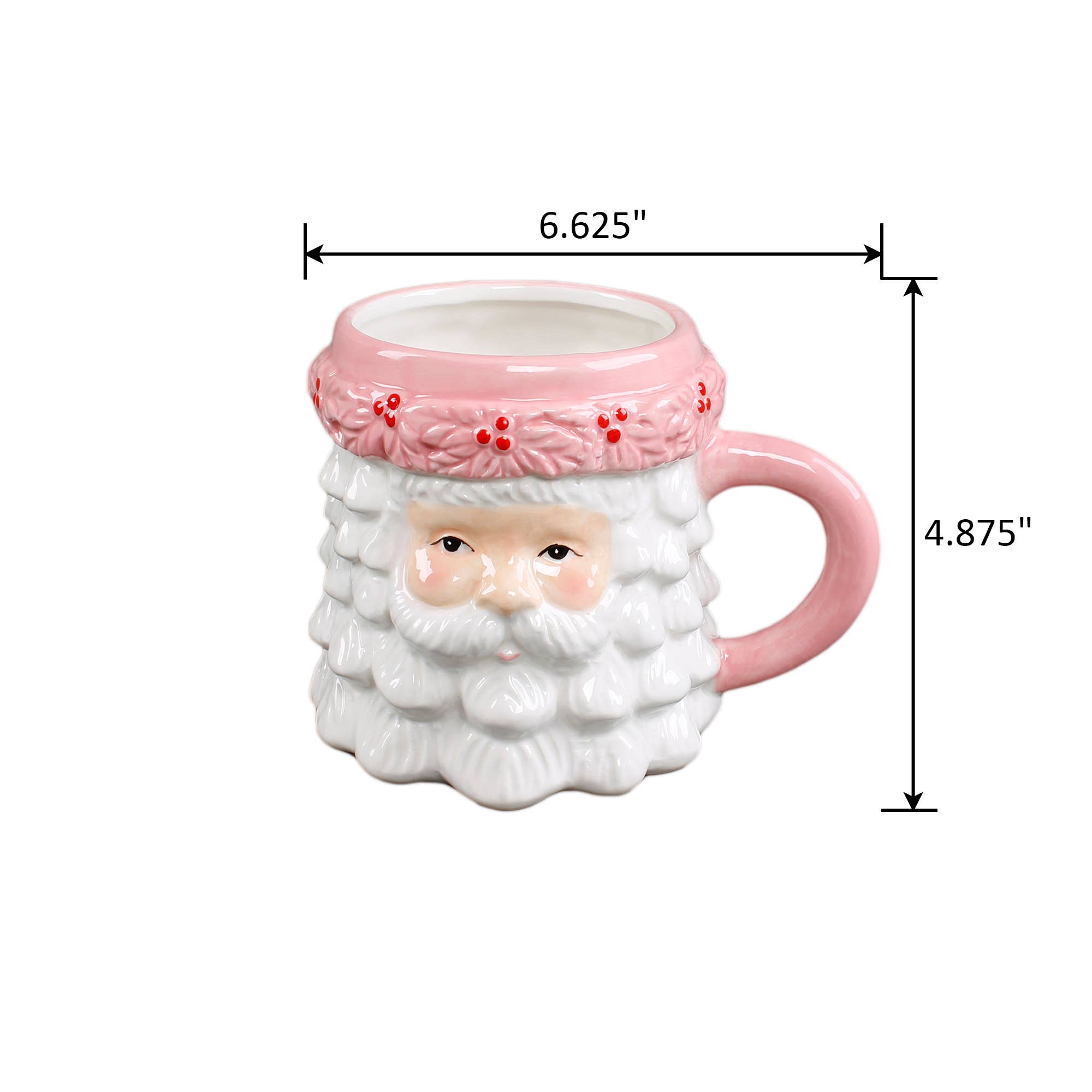 Ceramic Mug - 18 oz Pink Santa