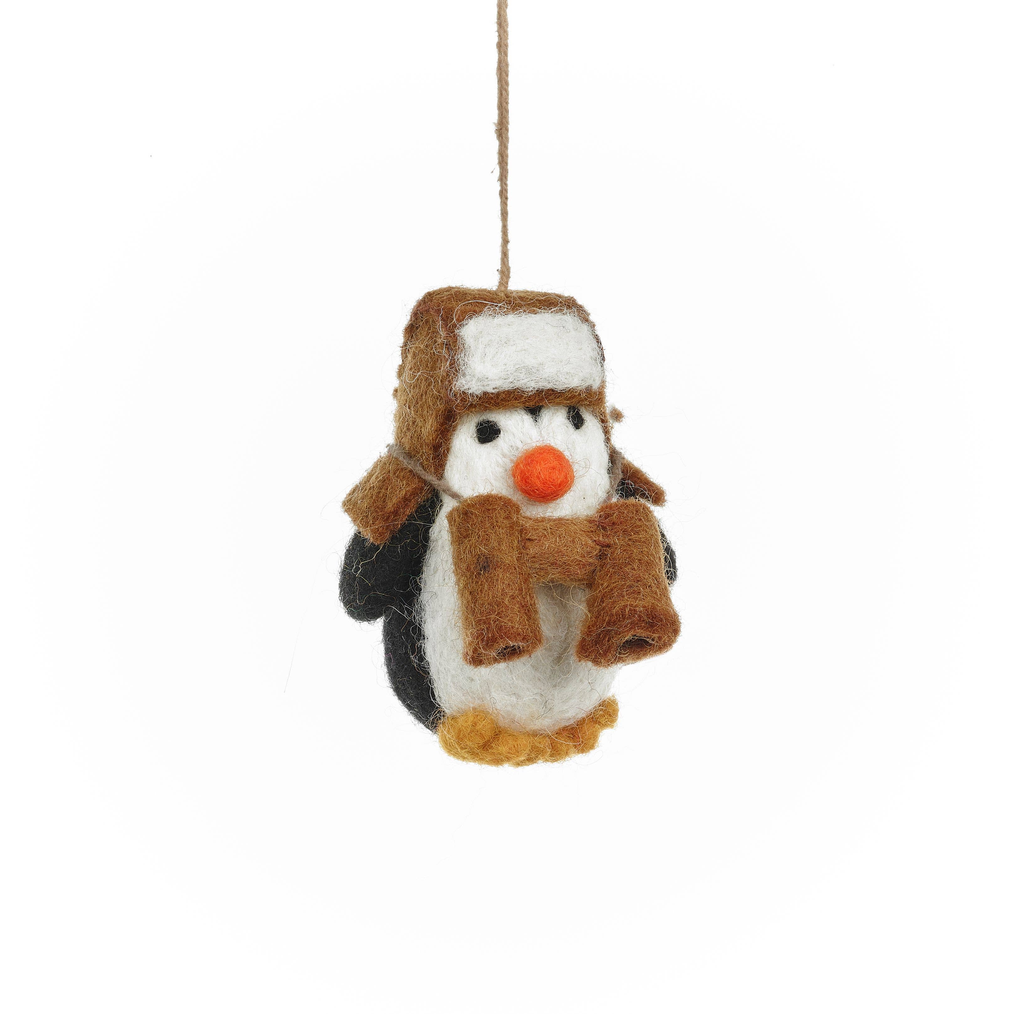 Handmade Felt Ornament - Arctic Explorer Penguin