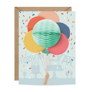 Inkings Papery Greeting Card - Pop Up Balloons