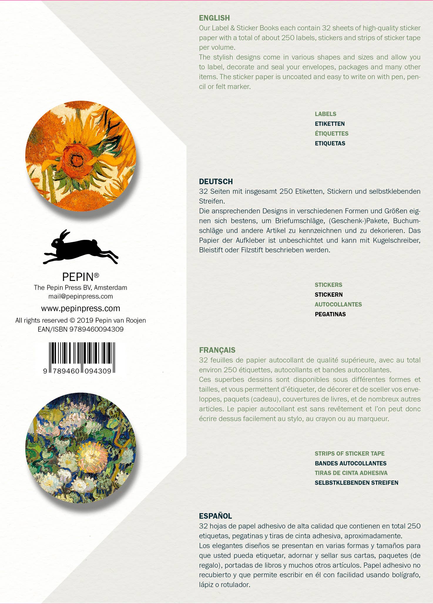 Label Sticker & Tape Book - Vincent Van Gogh