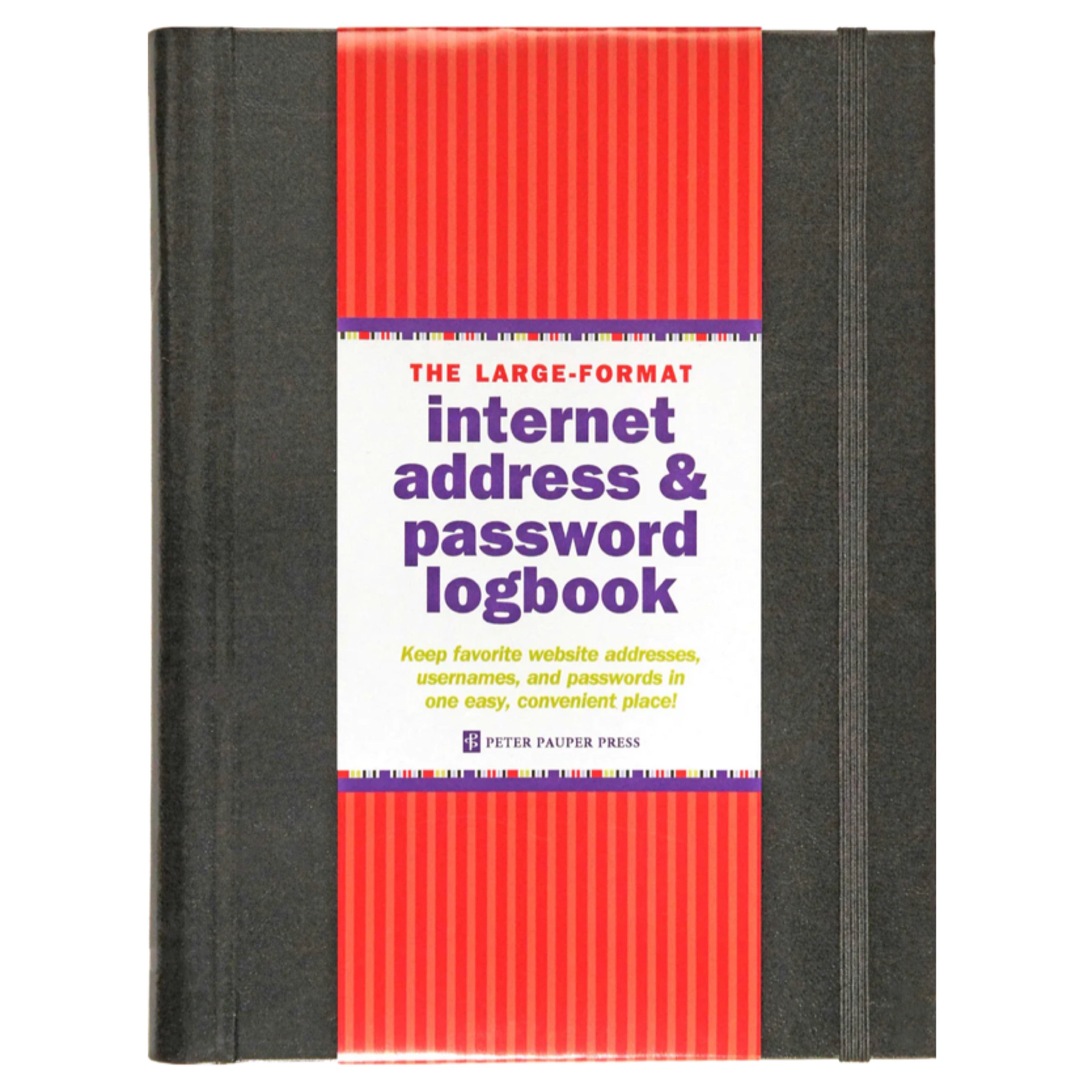 Large Internet Address & Password Logbook - Black