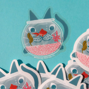 Sticker - Fishbowl Cat Clear