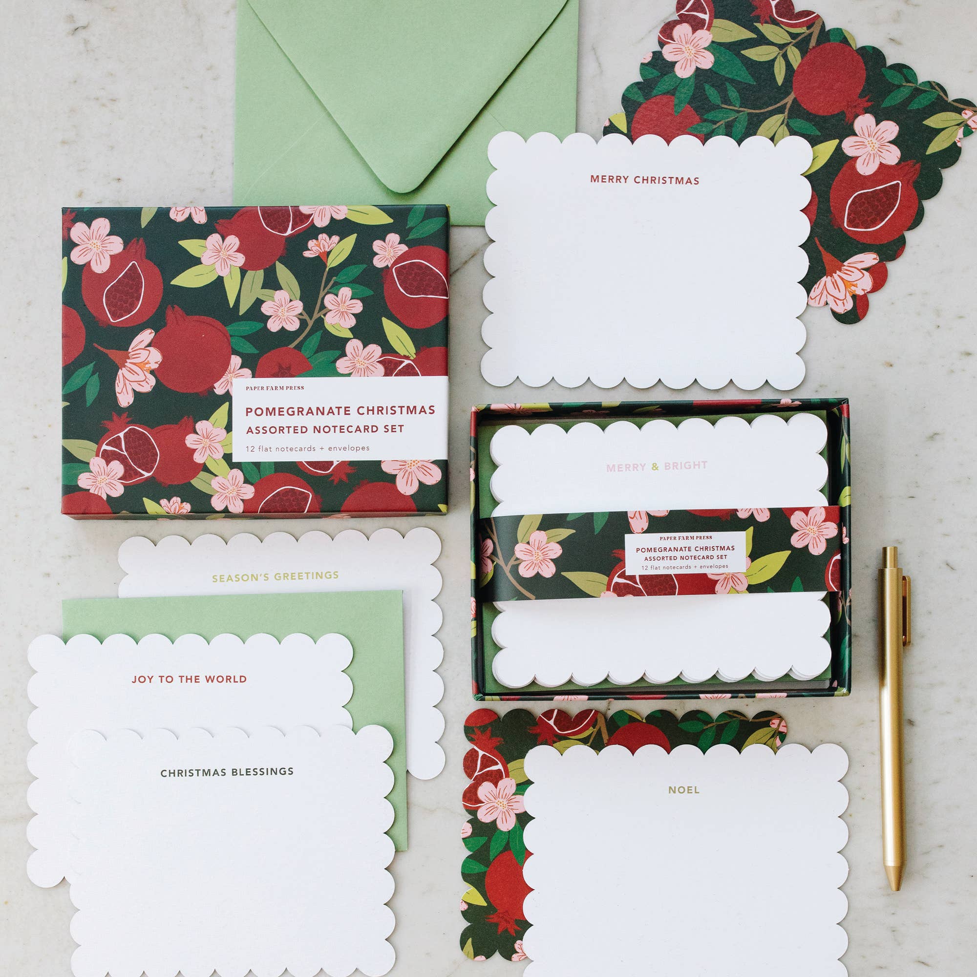 Boxed Notes - Pomegranate Christmas Assorted Notecards