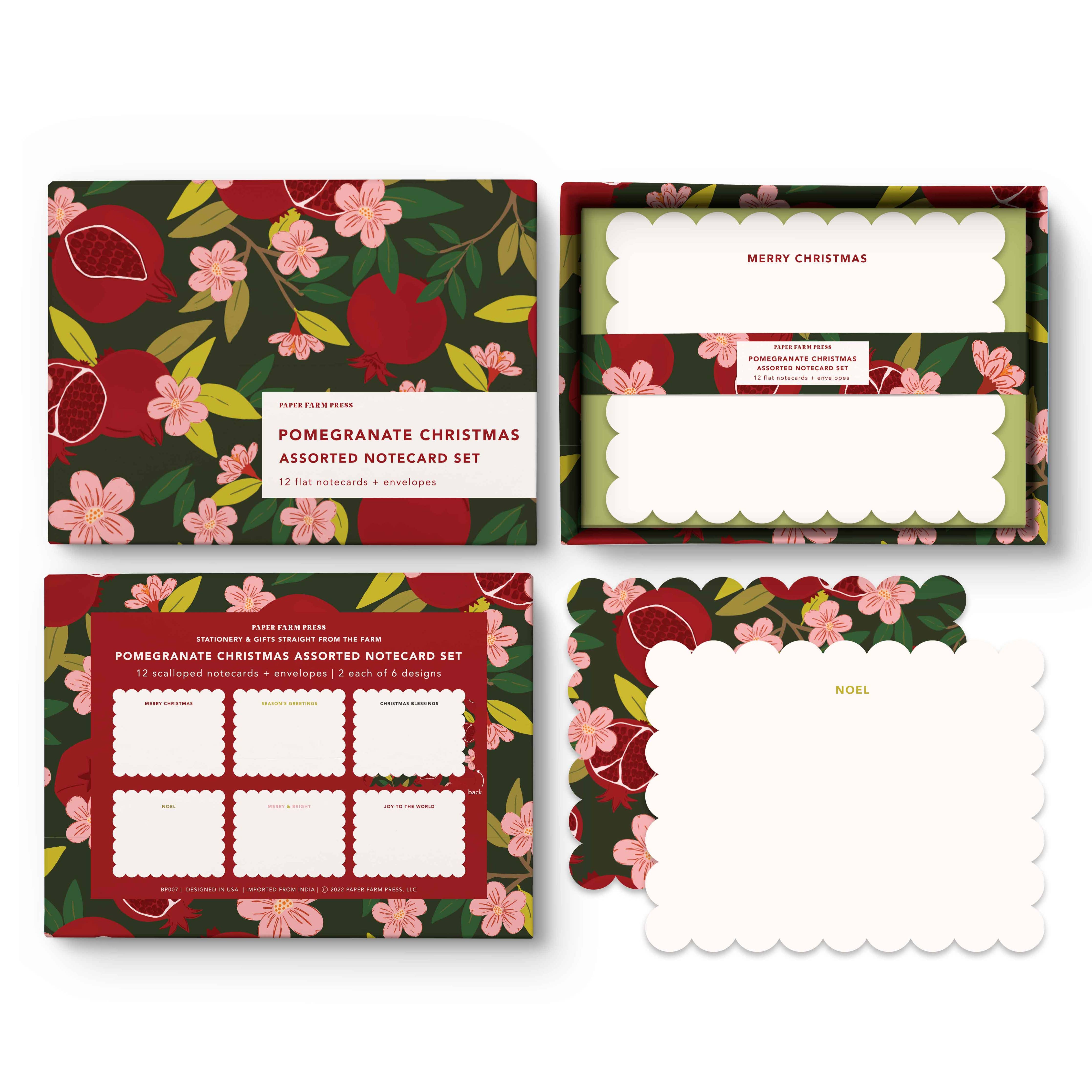 Boxed Notes - Pomegranate Christmas Assorted Notecards