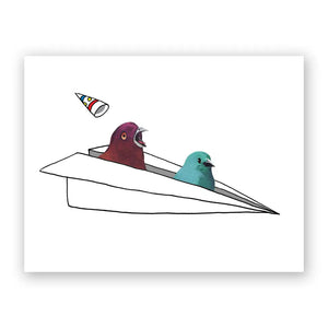 Mincing Mockingbird Greeting Card - Airplane Birthday Greetings