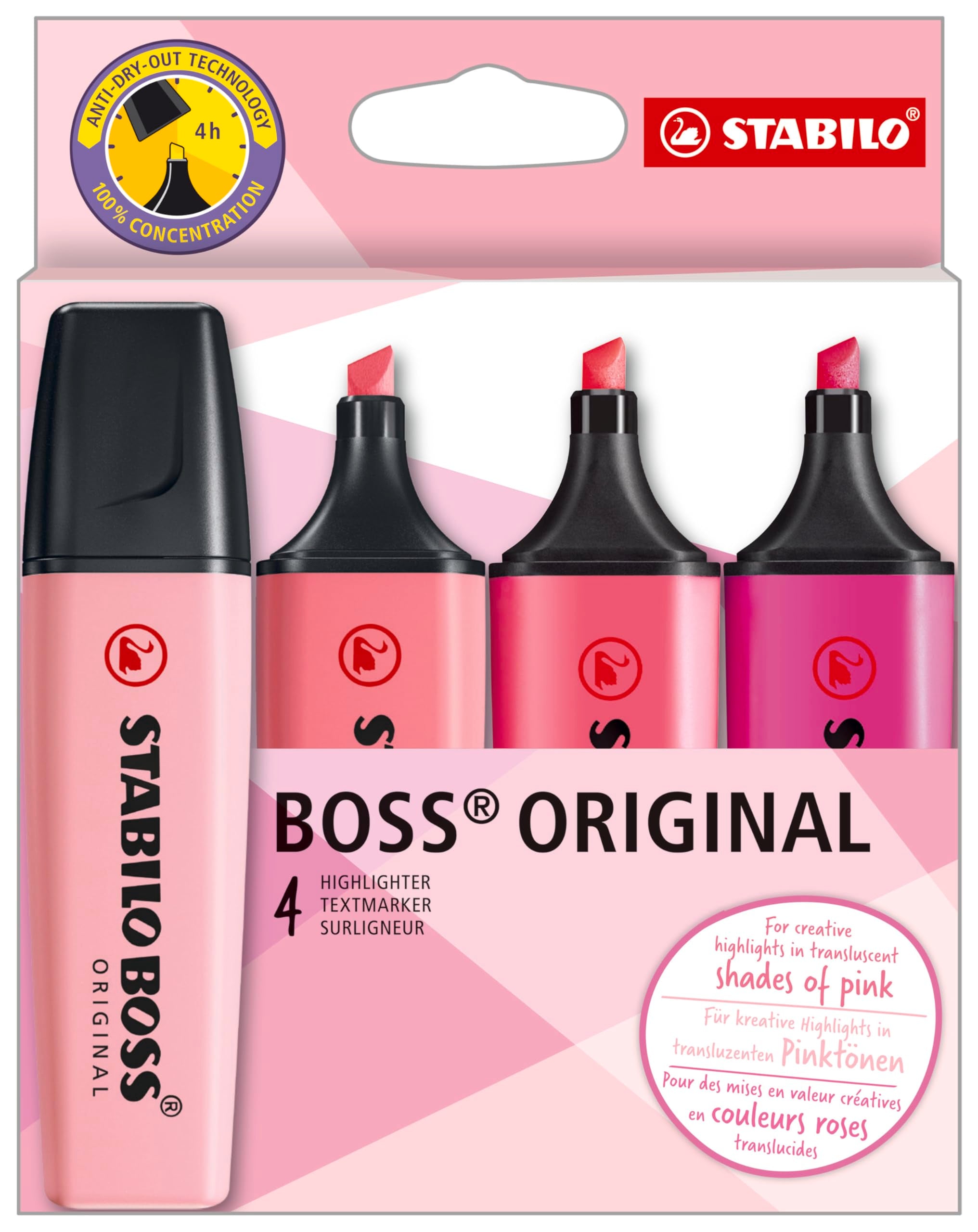 Stabilo Boss Original Shades Of Pink Highlighter Set of 4