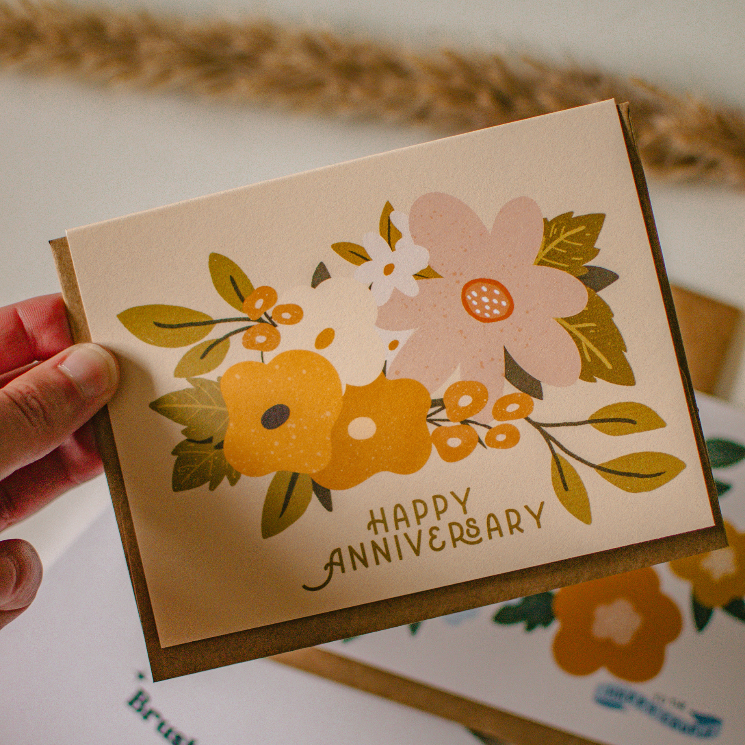 Greeting Card - Happy Anniversary Boho Floral