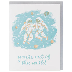 Smudge Ink Greeting Card - Astronauts