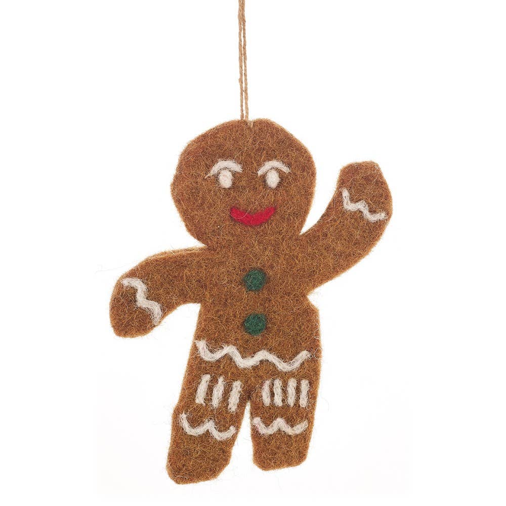Handmade Felt Ornament - Jolly Gingerbread Man