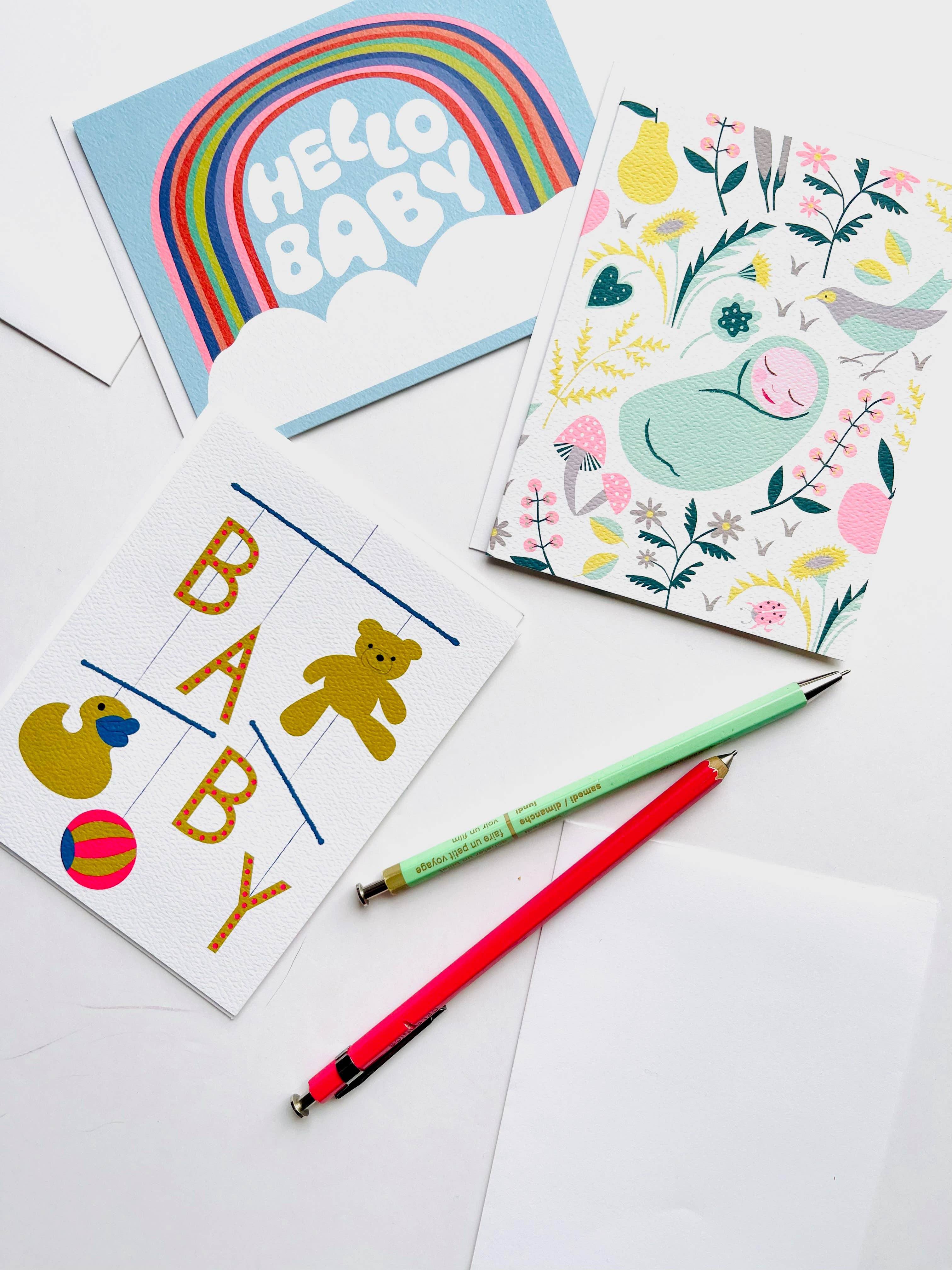 Greeting Card - Welcome Sweet Wonder Baby in a Meadow