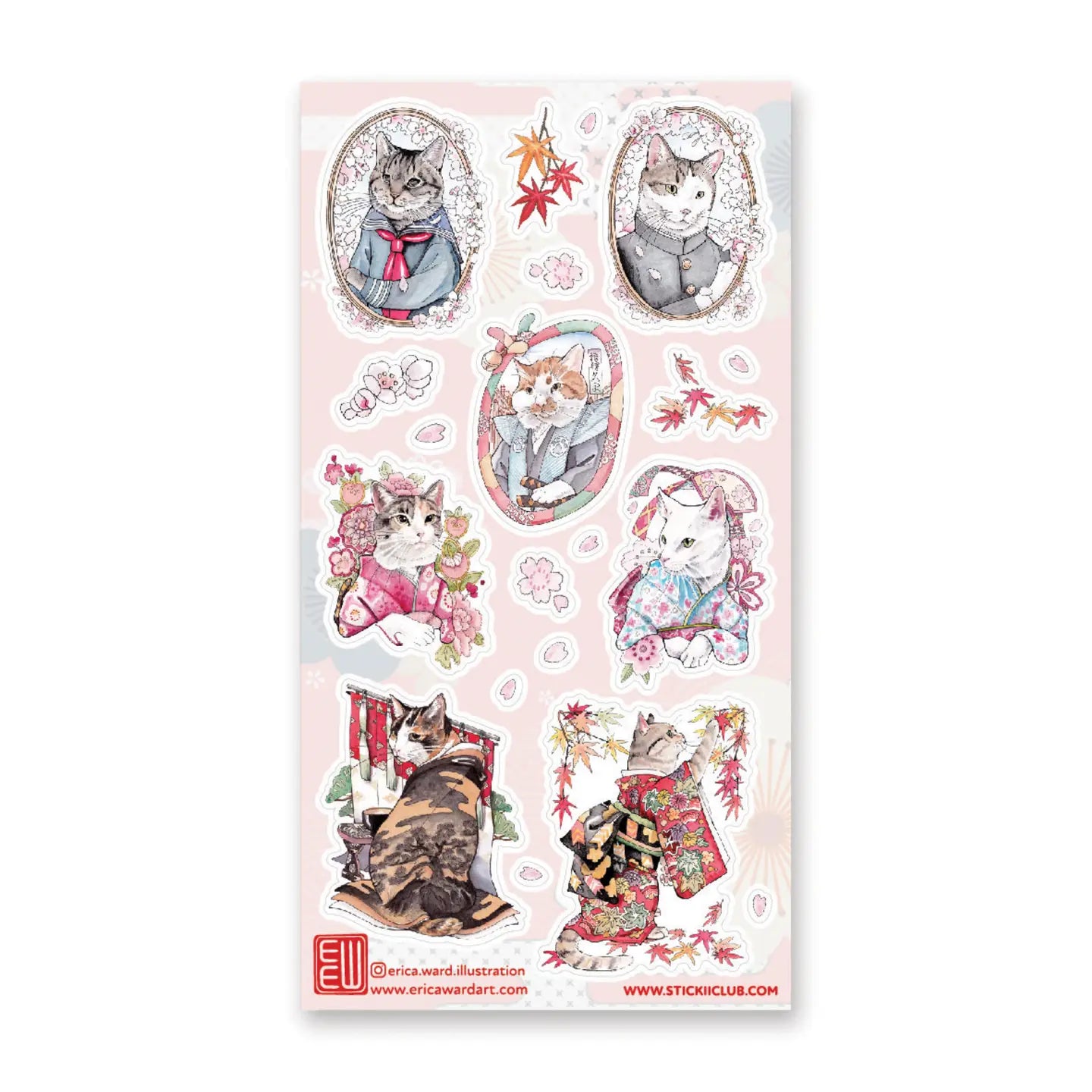 Sticker Sheet - Japanese Cat Portraits
