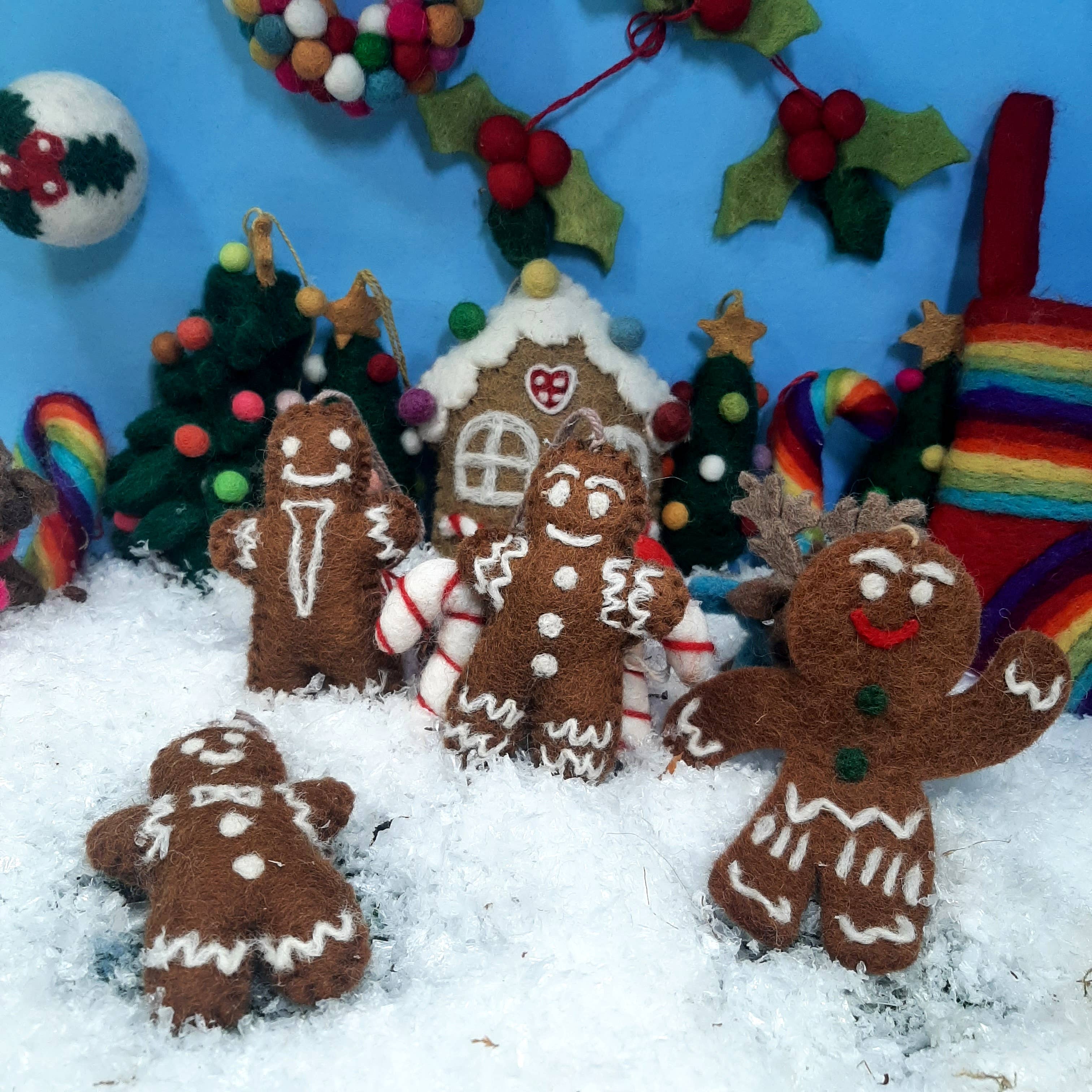 Handmade Felt Ornament - Jolly Gingerbread Man