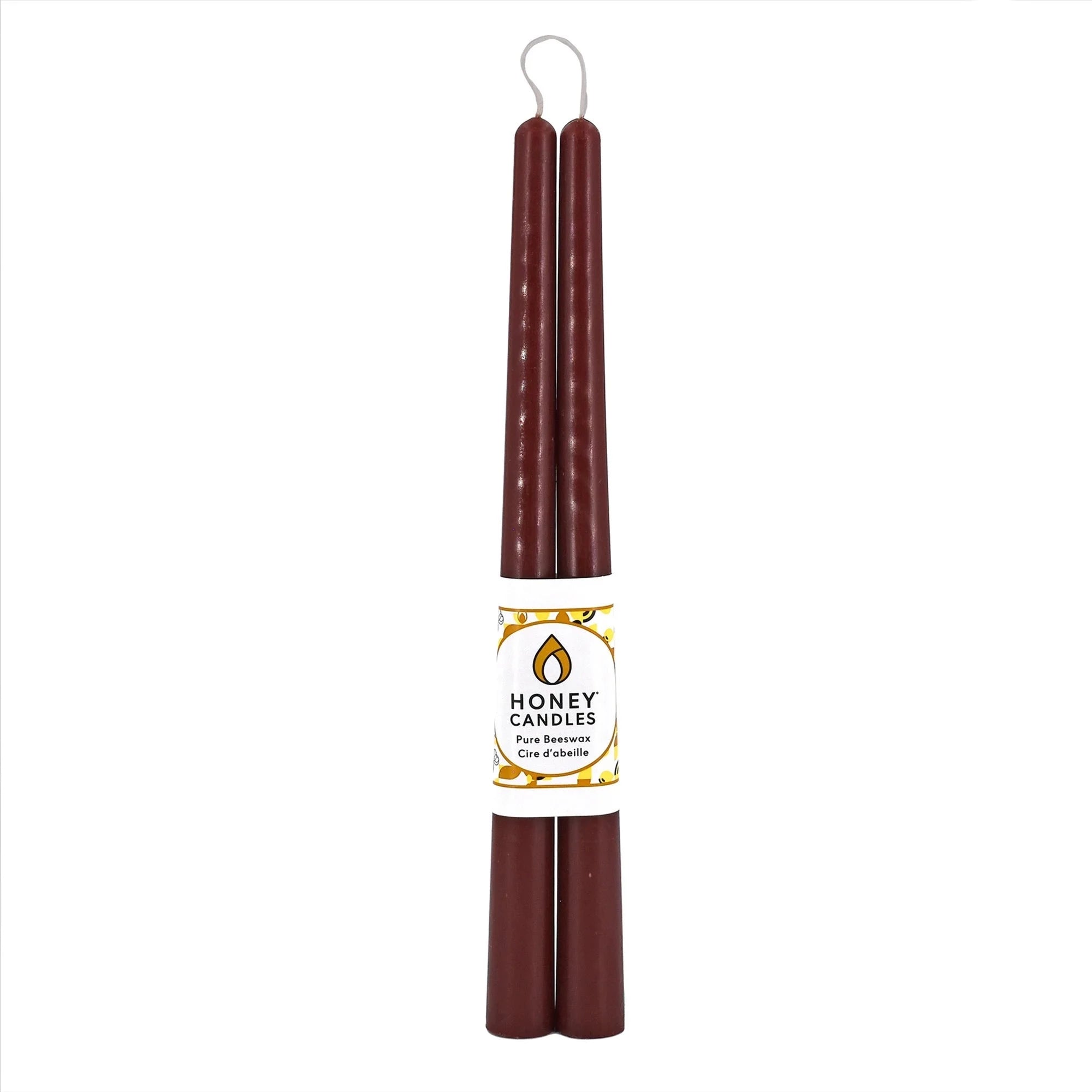 12" Taper Beeswax Candles - Dark Brown