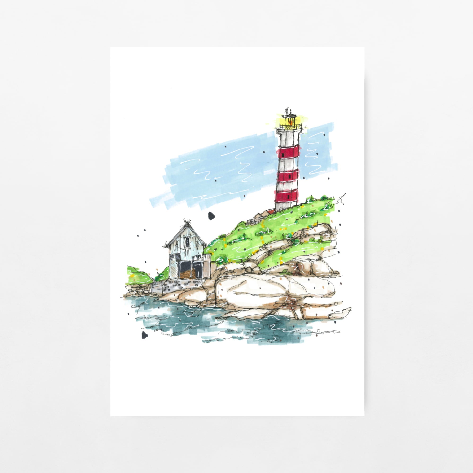 Downtown Sketcher Art Print - Sambro Island Lighthouse 8"x10"