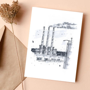 Downtown Sketcher Greeting Card - Tufts Cove Generating Station