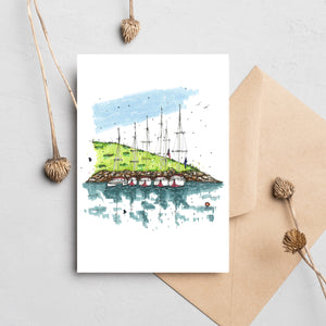 Downtown Sketcher Greeting Card - Anchored Sailboats