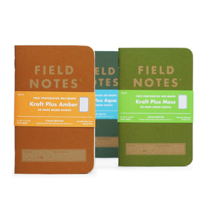 Field Notes Pocket Notebook Set - Kraft+Aqua, Dot Grid