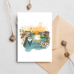 Downtown Sketcher Greeting Card - Fisherman's Cove Fishing Boat