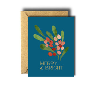 Bee Unique Greeting Card - Merry & Bright Berries
