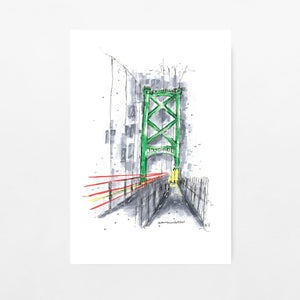 Downtown Sketcher Art Print - Halifax MacDonald Bridge 8"x10"