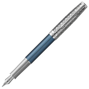 Parker Sonnet Fountain Pen - Metal & Blue - Fine