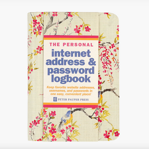 Personal Internet Address & Password Logbook - Blossoms and Bluebirds