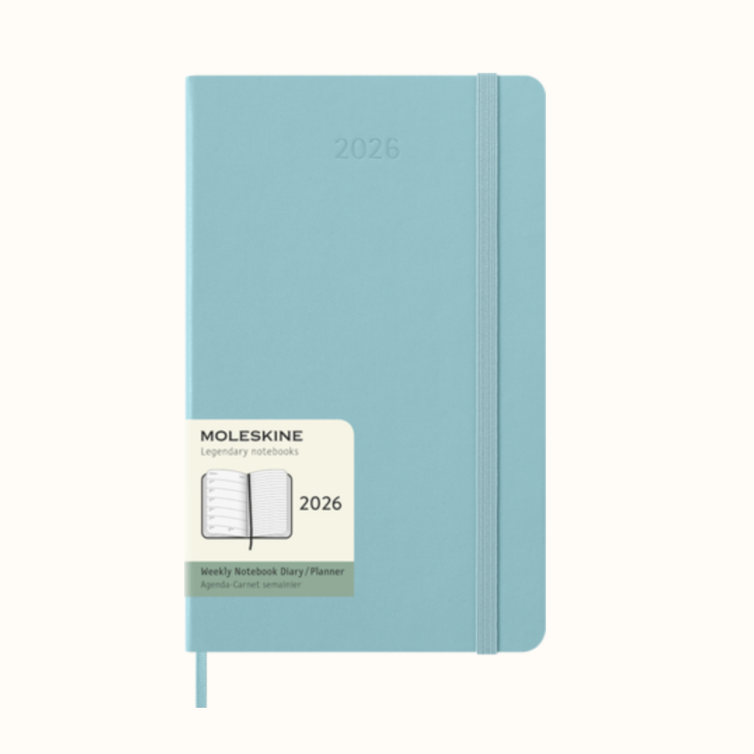 Moleskine 2026 Large Weekly Planner - Aquamarine, Hard Cover