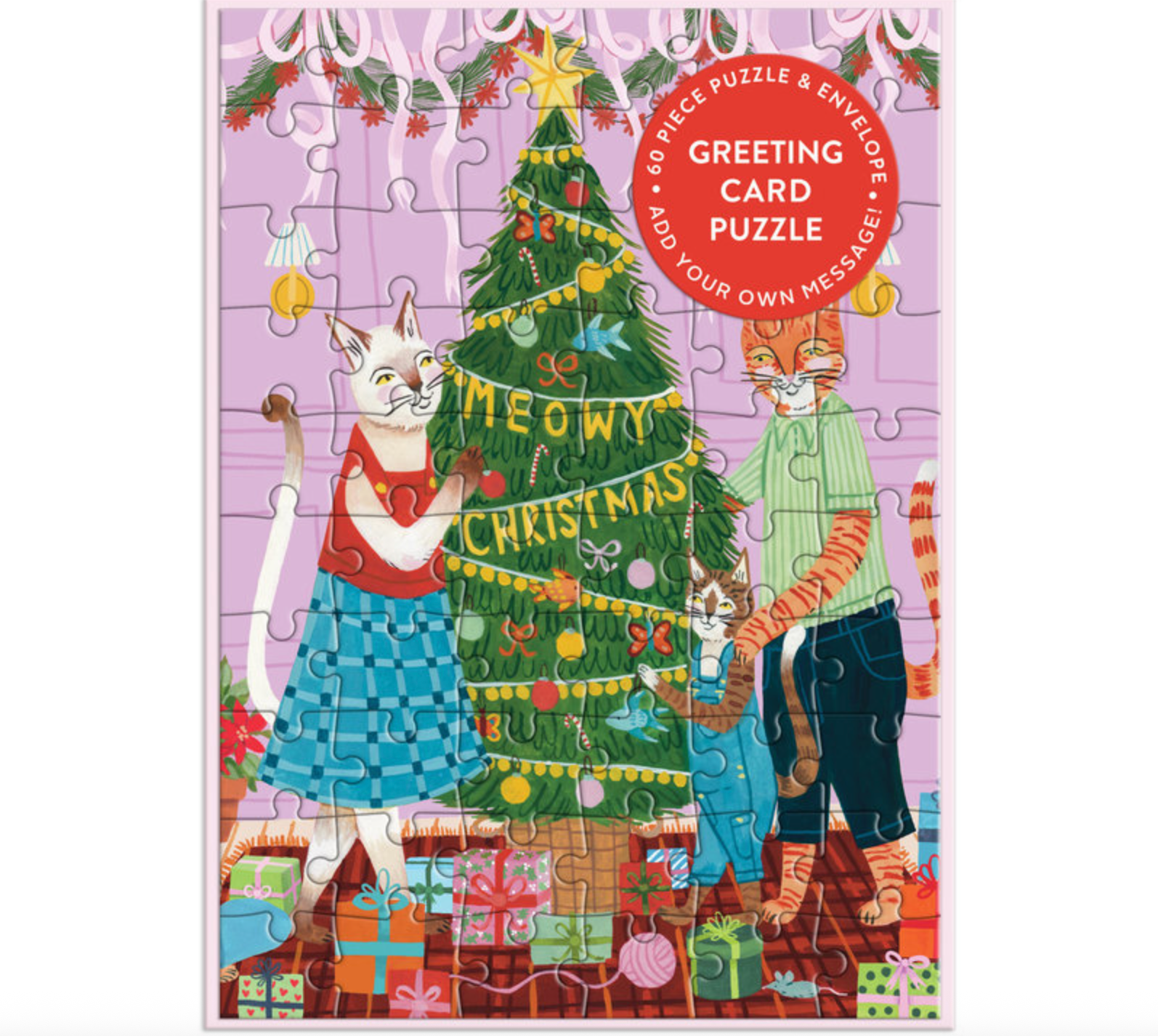 Meowy Christmas 12 Piece Puzzle Card
