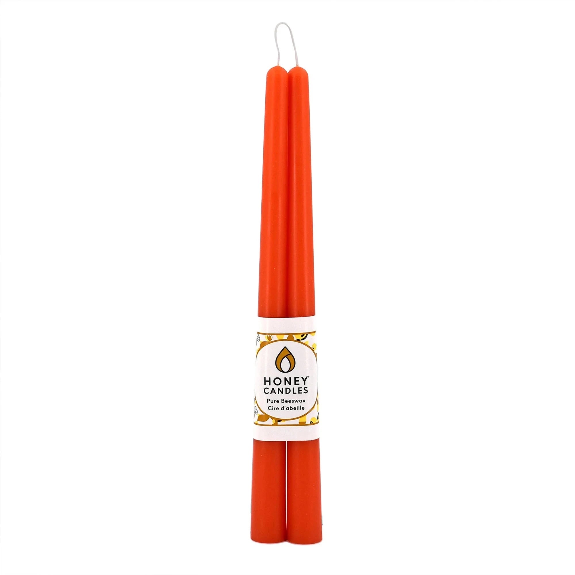 12" Taper Beeswax Candles - Tangerine