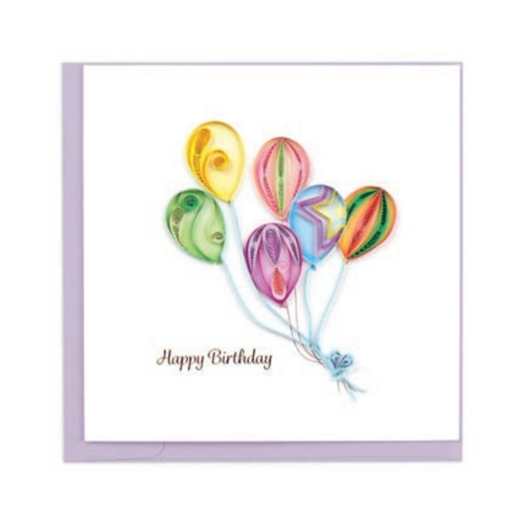 Quilling Card - Birthday Colourful Balloon Bunch