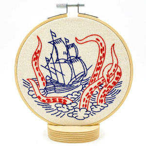 Hook, Line & Tinker Embroidery Kit - Kraken and Ship
